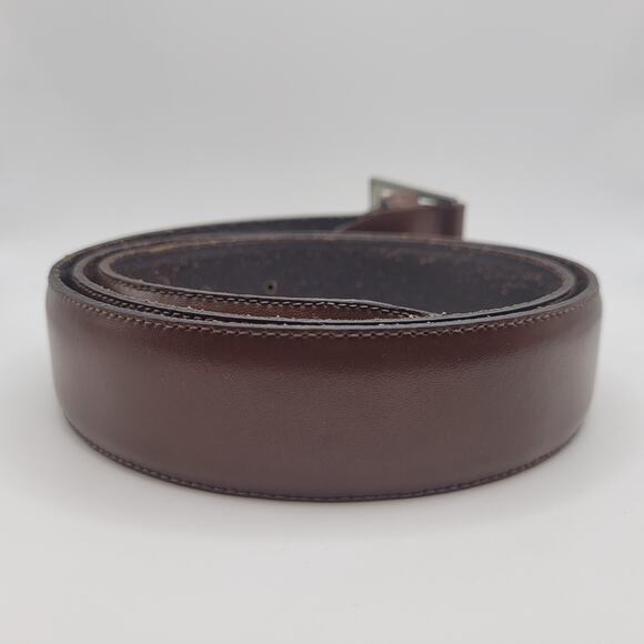 SuitSupply Belt 95/38 Brown Leather Dress Casual Classic Square Silver Buckle - Picture 2 of 5